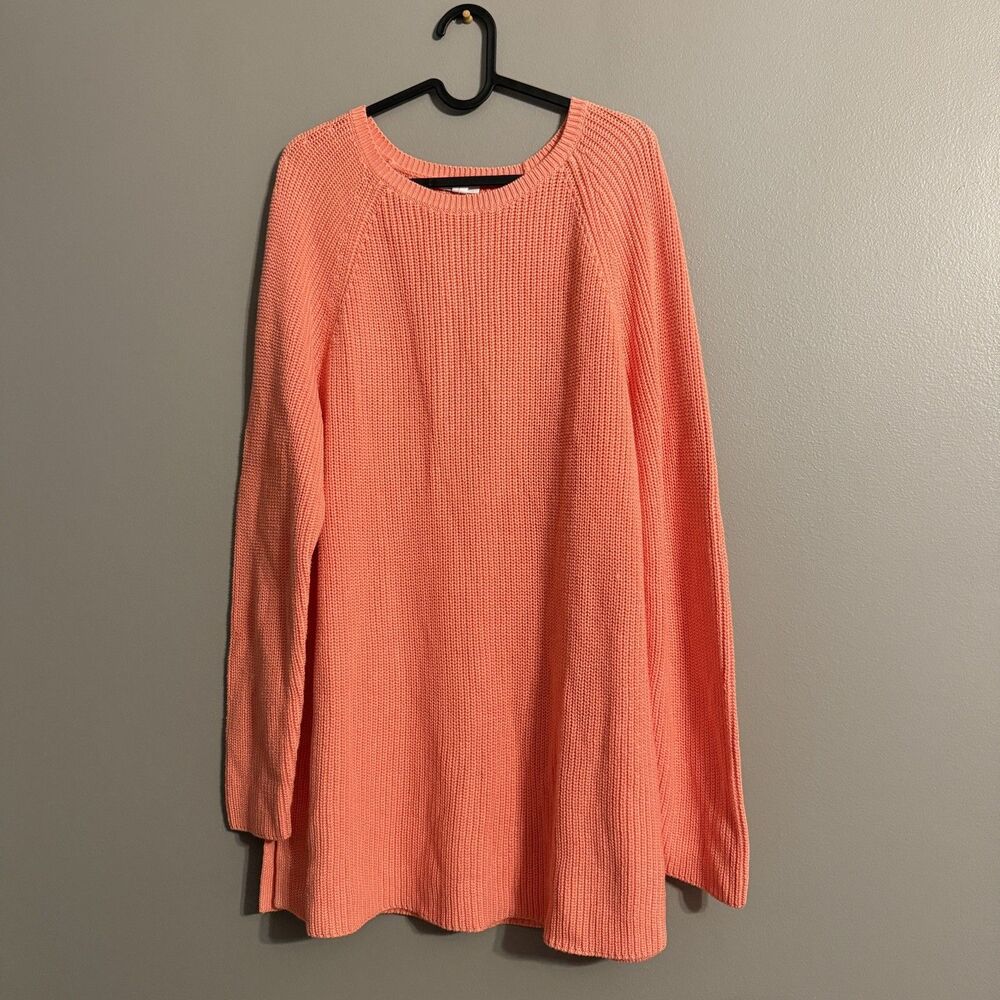 J Jill Orange Chunky Knit Pullover Sweater Errands Everyday Travel Cozy XL NWT